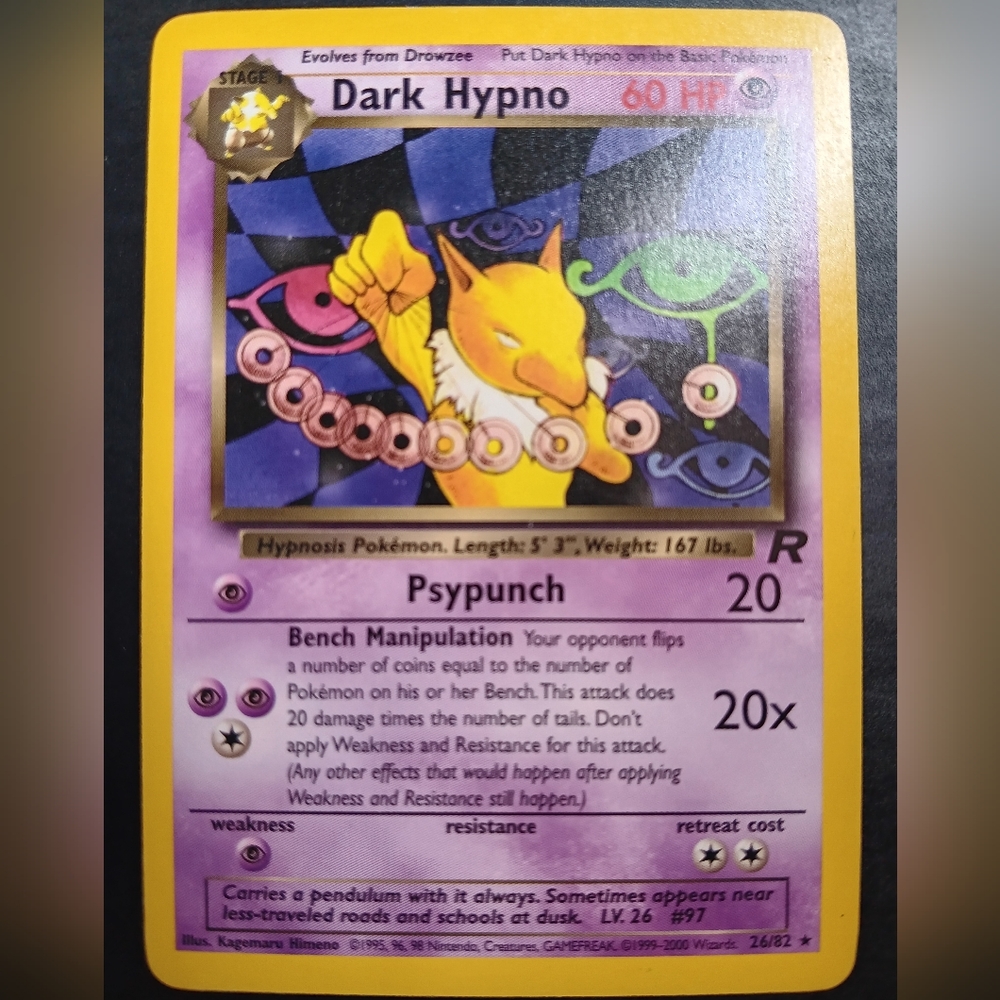 Dark Hypno Pokemon Card - Team Rocket - 26/82 Rare Non-Holo